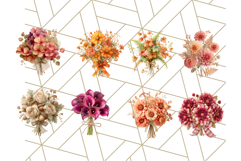 Fall Flower Bouquets Clipart PNG, Autumn Floral Clip Art Product Image 2