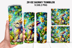 Bunny Skinny Tumbler 20oz Wrap Design, Easter Tumbler PNG Product Image 1