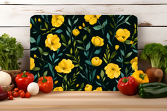 Watercolor Yellow Floral Cutting Board | Cutting Board png Product Image 2