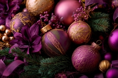 Purple Christmas Balls Background, Winter Background PNG Product Image 1