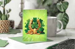 Lucky Horseshoe with Shamrocks and Gold Greeting Card PNG Su Product Image 1