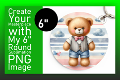 Playful Circle Design Keychain Artwork , Teddy Bear Product Image 1