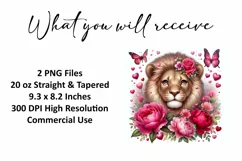 Valentine's Day Lion Tumbler Wrap Sublimation Design Product Image 2