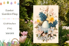 Happy Easter Garden Flag Print, Easter Eggs Sublimation PNG Product Image 1