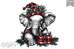 Christmas Elephant Clipart Design - High Quality 300 Dpi Product Image 1