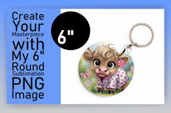 Charming Round Design Keychain Template , Cute Cow Product Image 1