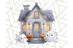 Halloween Neighborhood Clipart PNG for Trick or Treat Product Image 2