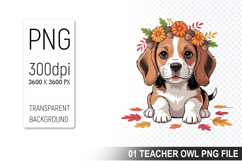Cute Floral Dog, Animal Sublimation Clipart PNG Product Image 1