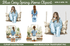 Blue Cozy Spring Home Clipart PNG Product Image 1