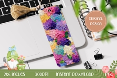 Purple Hydrangea Bookmark Design, Art Flowers Bookmark PNG Product Image 1