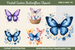 Pastel Easter Butterflies Clipart Bundle PNG Product Image 15