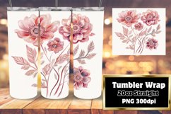 Sublimation Wrap Watercolor Flower Tumbler Design 20oz Product Image 1