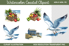 Watercolor Coastal Clipart PNG Product Image 1