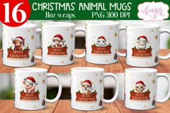 Cute Christmas animal mug wraps PNG for sublimation Product Image 4