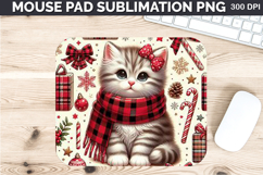 Watercolor Cat Mouse Pad Sublimation - Christmas PNG Design Product Image 1