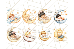 Sleeping Baby on Moon PNG, Cute Night Sky Baby Clipart Png Product Image 6