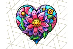 Stained Glass Hearts and Butterflies Clipart PNG Product Image 2