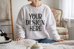 White Gildan 18000 Sweatshirt Model Mockups, Product Image 1
