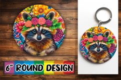 Fun Flower &amp; Raccoon Round Design for PNG Product Image 1