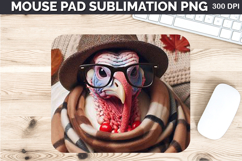 Watercolor Turkey Mouse Pad Sublimation - Thanksgiving PNG Product Image 1