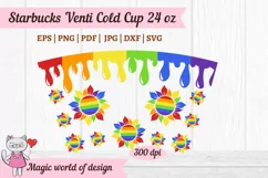 Dripping Lgbt Rainbow Sunflower tumbler Venti cold cup 24 oz Product Image 2