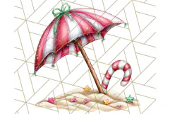 Christmas Penguins The Beach Clipart PNG, Tropical Holiday Product Image 2