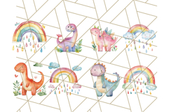 Watercolor Dinosaur and Rainbow PNG Clipart, Baby Nursery Product Image 2