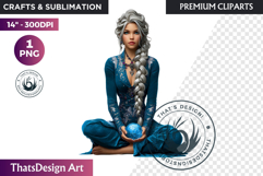 Fantasy Boreal Winter Girl Warrior &amp; Ice Queen Clipart Product Image 1