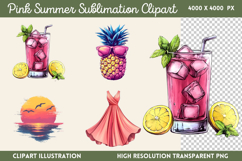 Pink Summer Sublimation Clipart PNG Product Image 1