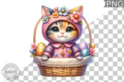 Easter Cat Sublimation - Easter Clipart PNG Design Product Image 1