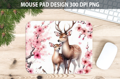 Watercolor Deer Mouse Pad Sublimation - Valentines Png Product Image 1