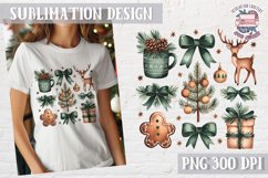 Christmas Coquette Bow PNG Holidays Funny Watercolor Product Image 1