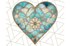 Stained Glass Heart PNG Clipart in Pastel and Bright Colors Product Image 2