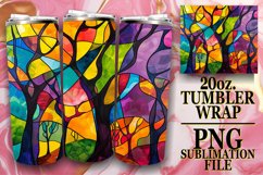 20oz Stained Glass Tree Tumbler Colorful Wrap Design Product Image 1