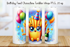 Birthday Food Character Tumbler Wrap PNG 20 oz Product Image 1