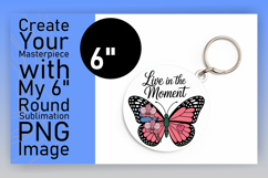 Vibrant Keychain Round Design PNG , Butterfly Product Image 1