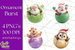 Christmas Ornament Clipart PNG Cute Holiday Illustrations Product Image 1