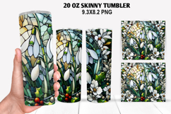 Florals Skinny Tumbler 20oz Wrap Design, Winter Tumbler PNG Product Image 1