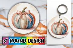 Whimsical Round Car Coaster Designs, Pumpkin Watercolor Product Image 1