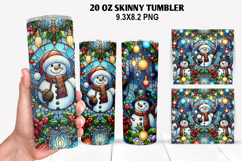 Snowman Skinny Tumbler 20oz Wrap Design, Christmas Tumbler Product Image 1