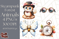 Vintage Steampunk Forest Animal PNG Clipart for Sublimation Product Image 1