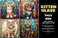 Kitten Stained Glass Square Coaster - 04 Variations Product Image 1