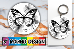 Radiant Round Car Coaster Design, Butterfly Product Image 1