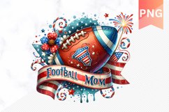 Football MOM - 4th Of July Sublimation - Clipart PNG Design Product Image 1