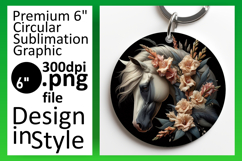 Stylish Round Design Keychain Artwork , Horse Product Image 1