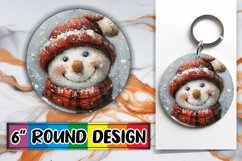 Cute Holiday Snowman Keychain Round Design Sublimation Product Image 1