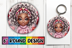Enchanted Keychain Circle Style, Afro Girl Product Image 1