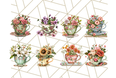 Vintage Floral Teacup Clipart PNG, Blooming Teacups Clip Art Product Image 2