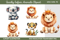 Quirky Safari Animals Clipart PNG Product Image 1