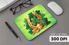 Lucky Horseshoe with Shamrocks and Gold Mouse Pad PNG Sublim Product Image 1